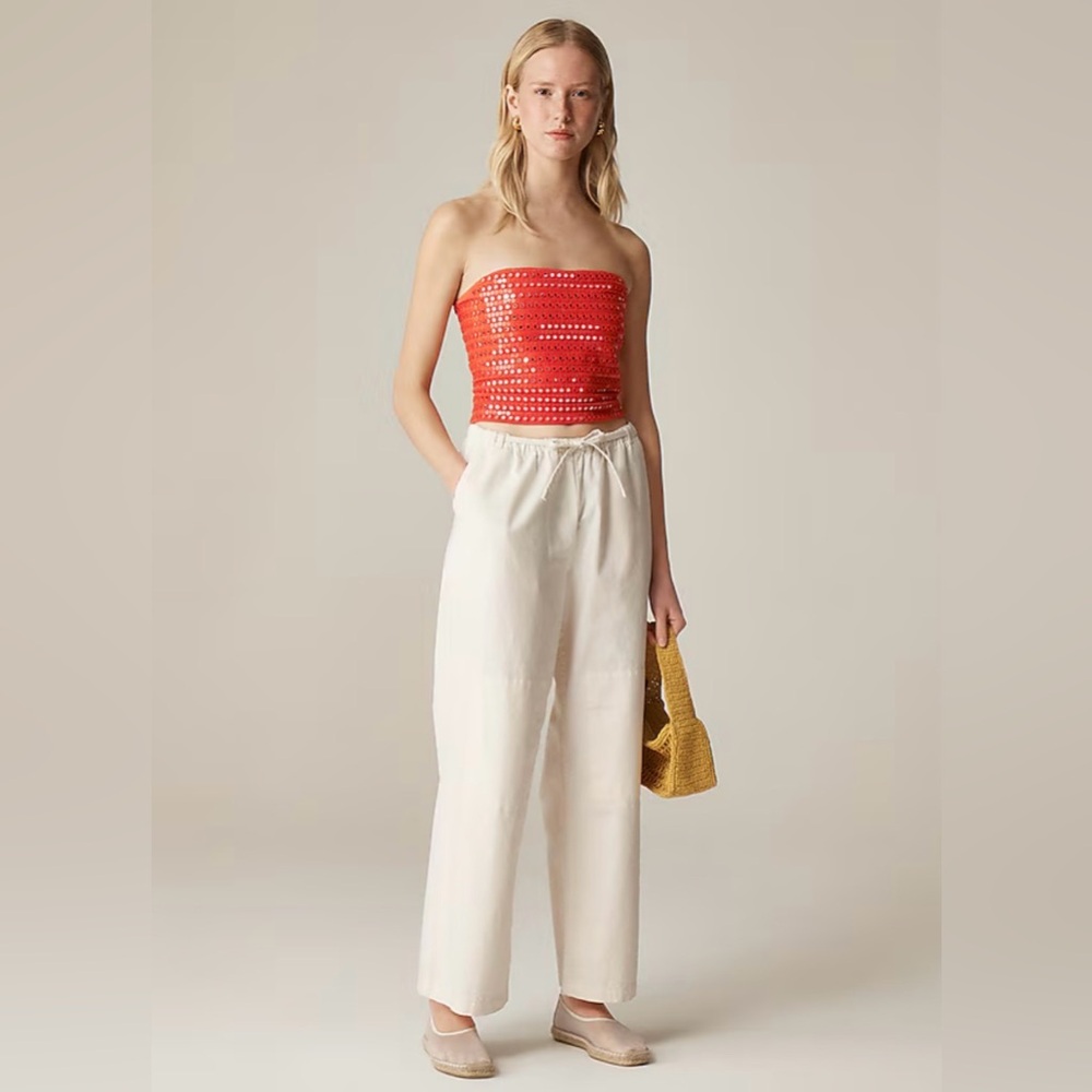 Broken-in jersey tube top with mirror embellishments